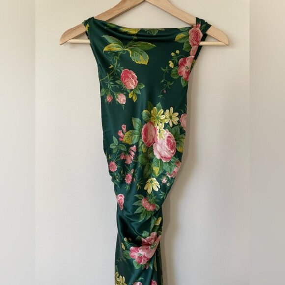 NEW Reformation Anaiis Silk Backless Long Dress Belvedere Green Floral US 6 UK10 - Picture 8 of 15